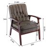 Mid Century Single Armchair Sofa Accent Chair Retro Modern Solid Wood Armrest Accent Chair, Fabric Upholstered Wooden Lounge Chair Khaki