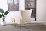 Modern Accent Chair with Ottoman, Comfy Armchair for Living Room, Bedroom, Apartment, Office (Beige)