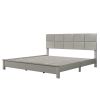 Champagne Silver Platform Bed Solid Rubber Wood Frame and Legs, King Size