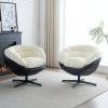 Two Tone Modern Comfy Accent Round 360° Swivel Club Arm Chairs Swivel Barrel Chair for Living Room,Bedroom, Office, Hotel (Black and White)