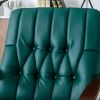 Mid Century Single Armchair Sofa Accent Chair Retro Modern Solid Wood Armrest Accent Chair, Fabric Upholstered Wooden Lounge Chair Blackish Green