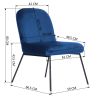 Set of 2 Accent Chair Soft Velvet Leisure Chair Upholstered Dining Chair with Backrest Armrest, Dark Blue