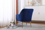 Modern Mid Century Chair velvet Sherpa Armchair for Living Room Bedroom Office Easy Assemble(NAVY)