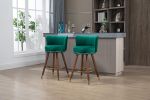 COOLMORE Counter Height Bar Stools Set of 2 for Kitchen Counter Solid Wood Legs with a fixed height of 360 degrees