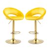 Yellow Velvet Adjustable Modern Dining Chairs,Counter Height Bar Chair,Swivel Bar Stools Set of 2