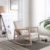 Solid wood linen fabric antique white wash painting rocking chair with removable lumbar pillow