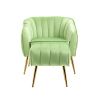 Velvet Accent Chair with Ottoman, Modern Tufted Barrel Chair Ottoman Set for Living Room Bedroom, Golden Finished, Grass Green