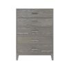 Modern Concise Style Grey Wood Grain Five-Drawer Chest with Tapered Legs and Smooth Gliding Drawers