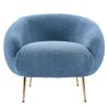 Orisfur. Modern Comfy Leisure Accent Chair, Teddy Short Plush Particle Velvet Armchair with Ottoman for Living Room