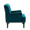 Dryades Armchair with Rubberwood Legs and Nailhead Trim