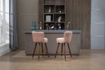 COOLMORE Counter Height Bar Stools Set of 2 for Kitchen Counter Solid Wood Legs with Fabric with a fixed height of 360 degrees