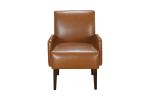 Luxurious Living Room Furniture Accent Chair with Arm, Brown Leather-Like Upholstery Chair Wooden Legs