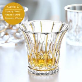 European-style Gold Crystal Glass Whiskey Shot Glass (Option: Gold Tracing 290 Ml 45 Ml)