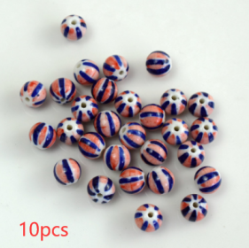 Blue And White Porcelain Ceramic Beads (Option: Red And Blue 10pcs-12mm)