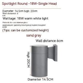 Waterproof Up And Down Spotlight (Option: Warm Light-Black Double Headed 224W)