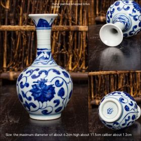 Jingdezhen Ceramic Small Vase Hydroponic Antique Shelf Ornament Hand-painted Blue And White Porcelain Bottle Souvenirs (Option: Style6)