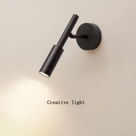 Bedroom Wall Light Bulb Living Room Study Reading Lamp (Option: Three Color Light-Black)