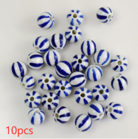 Blue And White Porcelain Ceramic Beads (Option: Blue And White Blue 10pcs-9mm)