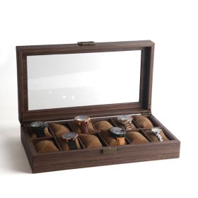 Wood Grain Leather 6-bit 10-bit 12-bit Watch Display Box (Option: 12bit Watch Box)