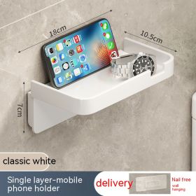 Toilet Tissue Box Wall-mounted Shelves (Option: White Single Layer)