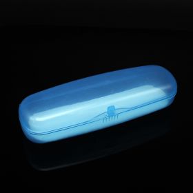 New Translucent Plastic Spectacle Case Snap-on Storage (Color: Blue)