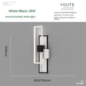 Bedroom Bedside Nordic Minimalism Wall Lamp Modern Minimalist (Option: Black 50cm White Light)