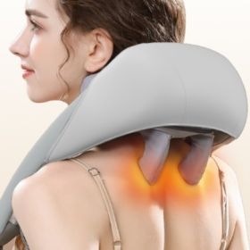 New Neck Massager Shoulder With Heat For Pain Relief Deep Tissue Electric Kneading Massager Health Supplies (Option: Gray-USB)