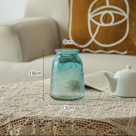 Vase Decoration Clear Glass Hydroponic Countertop In Living Room (Option: Ice style sky blue)