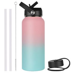 Vacuum Stainless Steel Large Capacity Water Bottle (Option: Powder Blue Gradient-1000ml)