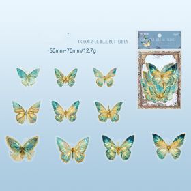 Mocard PET Sticker Package Boundless Butterfly Spectrum Series Three-dimensional Ice Crystal Laser Gold INS Style Butterfly Notebook Gu Nano SIM (Option: Colorful Blue Butterfly)