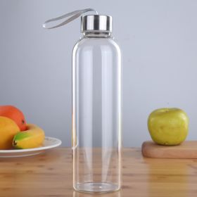 New Leak Proof Large Capacity Transparent Sports Glass Water Cup (Option: Without cup cover-550ml-1PCS)