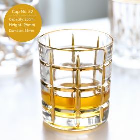 European-style Gold Crystal Glass Whiskey Shot Glass (Option: Gold Tracing 250 Ml 32 Ml)