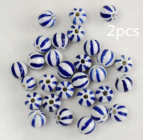 Blue And White Porcelain Ceramic Beads (Option: Blue And White Blue2pcs-12mm)