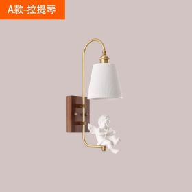 Copper Walnut Angel Resin Led Wall Lamp (Option: LED Bulb-G Style)