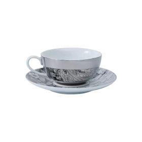 Ceramic Coffee Cup Home Gift Suit Good-looking (Option: Black And White Flower Hazy-150ml)