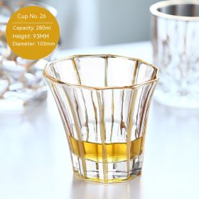 European-style Gold Crystal Glass Whiskey Shot Glass (Option: Gold Tracing 280 Ml 26 Ml)