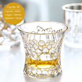 European-style Gold Crystal Glass Whiskey Shot Glass (Option: Gold Tracing 280 Ml 38 ML)