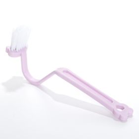 Kitchen Bathroom Toilet No Dead Angle V-shaped Curved Cleaning Brush (Color: Purple)