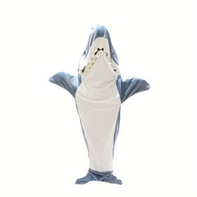 Shark Onesie Blanket For Adults, Shark Blanket Hoodie, Shark Blanket Super Soft Cozy Flannel, Boys Girls Cosplay Costume Sleeping Bag For Night (Option: Blue-M)