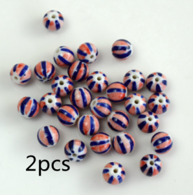 Blue And White Porcelain Ceramic Beads (Option: Red And Blue2pcs-12mm)