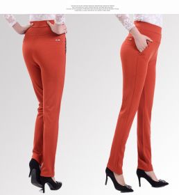 Middle-aged Women's Small Feet Stretch Casual Pants (Option: Orange-3XL)