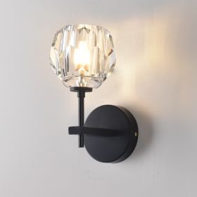 Bedroom Bedside Crystal Wall Lamp (Option: Without Light Source-Single Head Black)