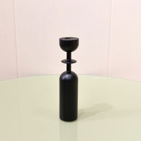 Style Home Decoration Wooden Candlestick Simple Candle Holder Sample Room Photography Props (Option: D Type Black)