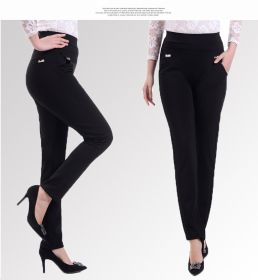 Middle-aged Women's Small Feet Stretch Casual Pants (Option: Black-5XL)