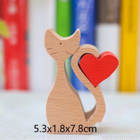 Solid Wood Crafts Christmas Gift (Option: Love Cat Pair 2)