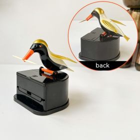 Household Push-type Bird Automatic Pop-up Toothpick Box (Option: Black Bird Golden Wings)