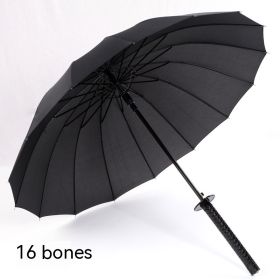 Automatic Large Straight Rod Warrior Knife Umbrella (Option: 8 Bone Black)