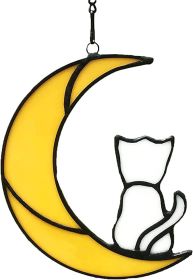 Moon Cat Flat Pendant Acrylic Indoor Window Decoration Commemorative Gift (Option: 3 Colors)