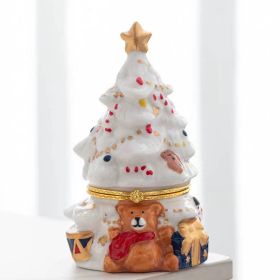 Ceramic Aromatherapy Box Christmas Tree Jewelry Box (Option: White Christmas Tree-7x7x12cm)