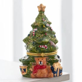 Ceramic Aromatherapy Box Christmas Tree Jewelry Box (Option: Green Christmas Tree-7x7x12cm)